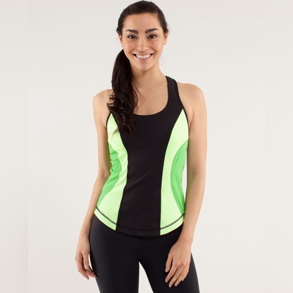 Lululemon Green & Black Mesh Cardio Kick Tank Women’s Size 2 XS - Picture 10 of 10